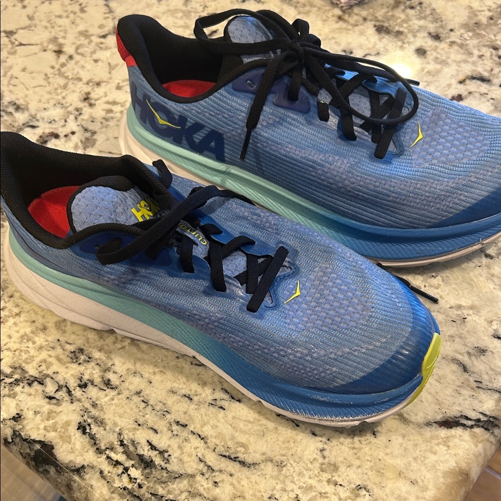 Barely worn Hoka Blue and Yellow Athletic Shoes